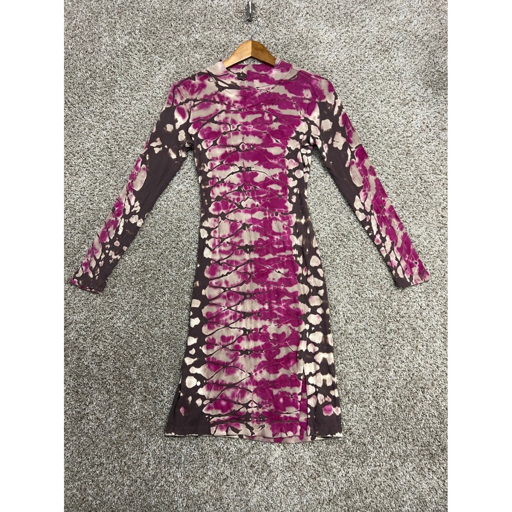 YFB Young Fabulous & Broke Tie Dye Ribbed Mock Neck Midi Dress Magenta Small